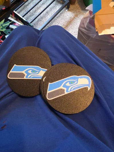 Seattle Seahawks Coasters with Box, NFL Superbowl - Free 3D Print Model ...