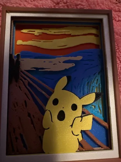 Shadow Box Pikachu The Scream - Арт и дизайн - PLA - изделие 3D-печати - фото 33