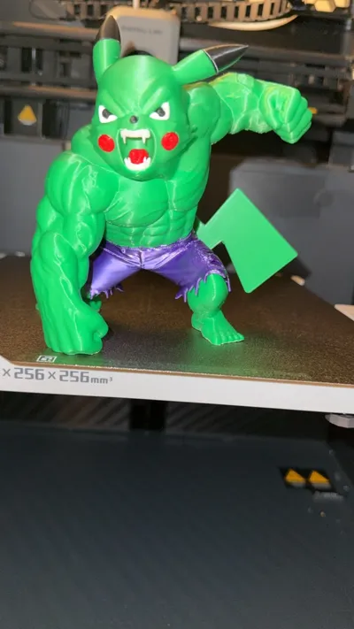 Hulk Pikachu No AMS (Multiparts) - Free 3D Print Model - MakerWorld