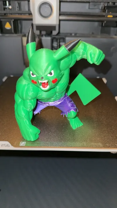 Hulk Pikachu No AMS (Multiparts) - Free 3D Print Model - MakerWorld