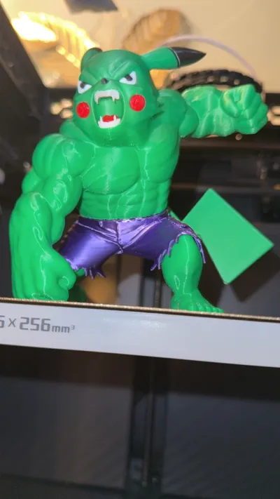 Hulk Pikachu No AMS (Multiparts) - Free 3D Print Model - MakerWorld