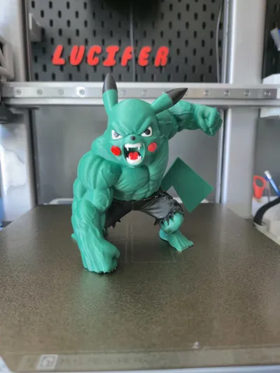 Hulk Pikachu No AMS (Multiparts) - Free 3D Print Model - MakerWorld