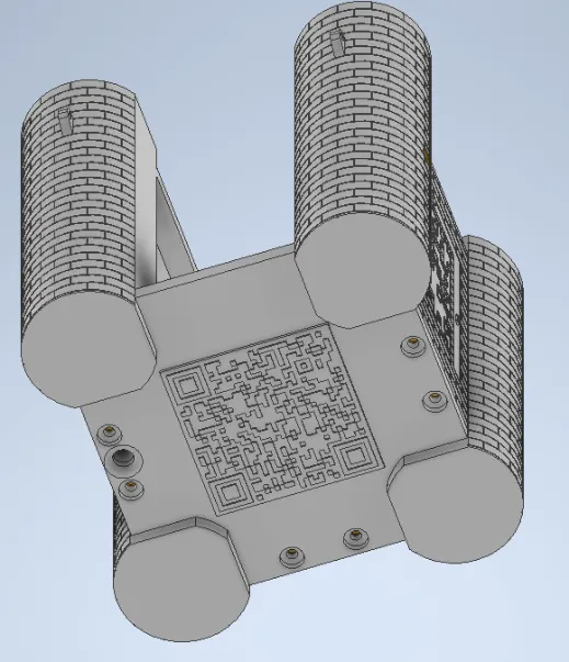 A white rectangular object with a qr code on itDescription automatically generated