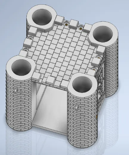 A grey brick structure with many holesDescription automatically generated