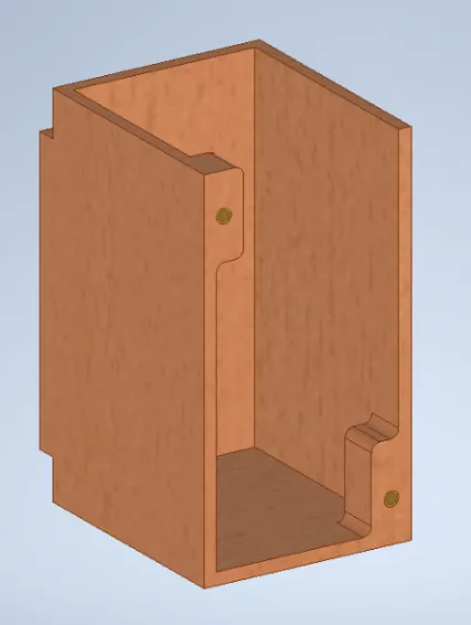A wooden box with a hole in itDescription automatically generated