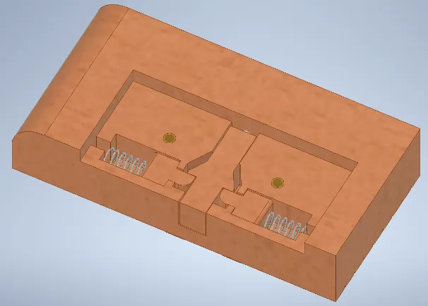 A brown rectangular object with springsDescription automatically generated