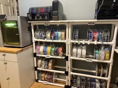 Modular Filament Rack (32mm OD PVC) by timderks31 MakerWorld: Download ...