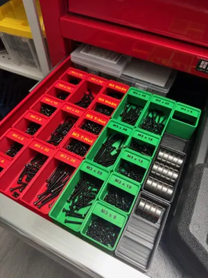 Gridfinity Metric Bins - 5U - M3 & M5 - Free 3D Print Model - MakerWorld