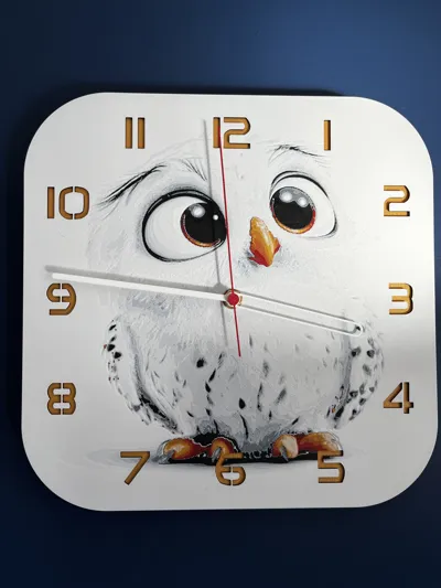 wall / desk clock cute snowy owl by cP3D MakerWorld: Download Free 3D ...