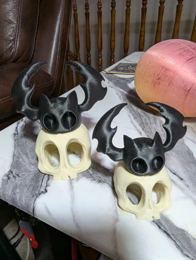 kawaii skull and bat cute by Mad power MakerWorld: Download Free 3D Models