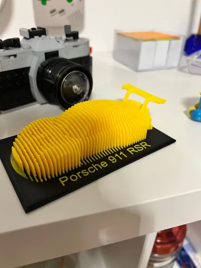 Porsche 911 RSR Layered Sculpture - Free 3D Print Model - MakerWorld