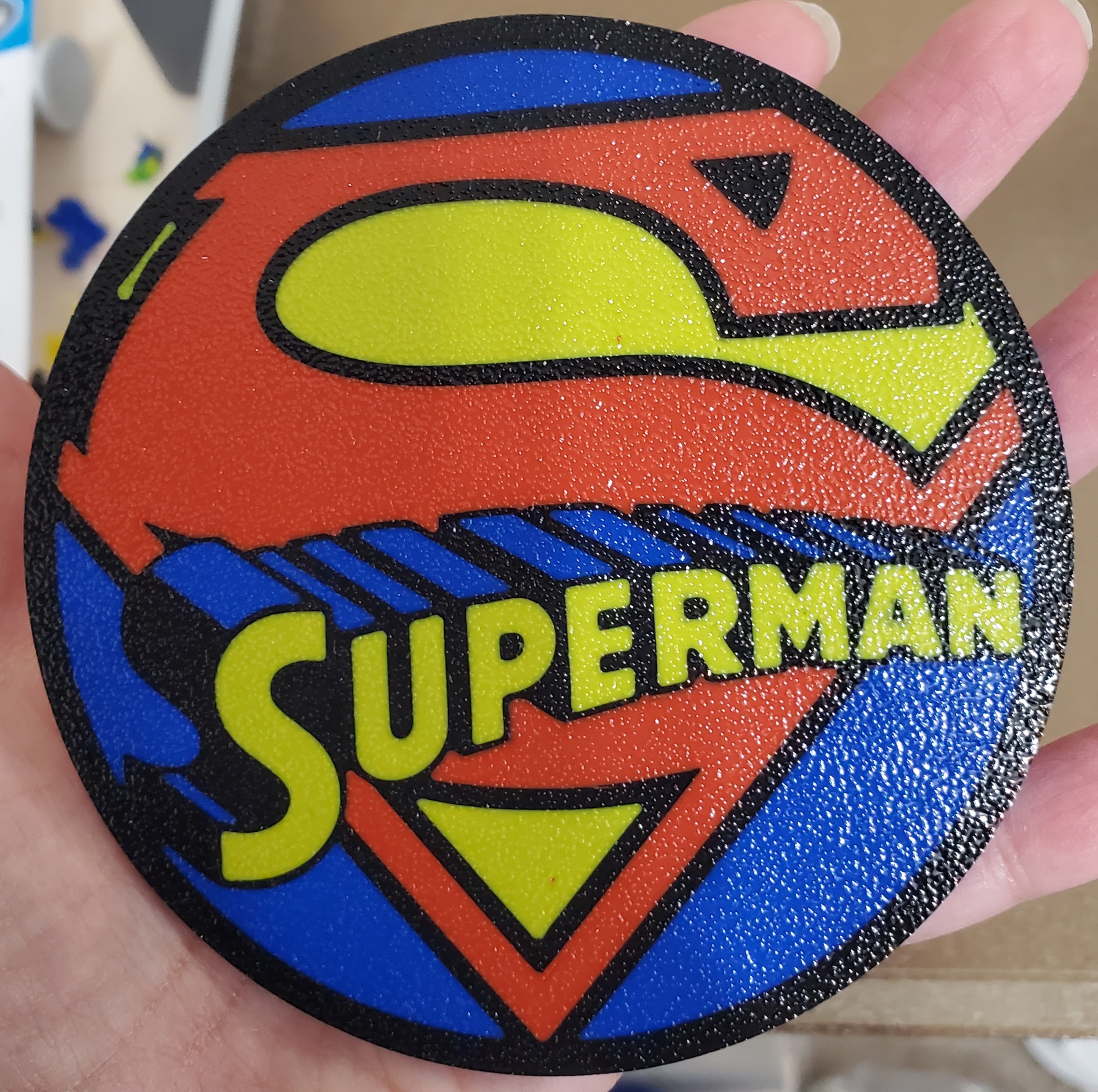 Superman logo coaster - Free 3D Print Model - MakerWorld, image size:2354x2340