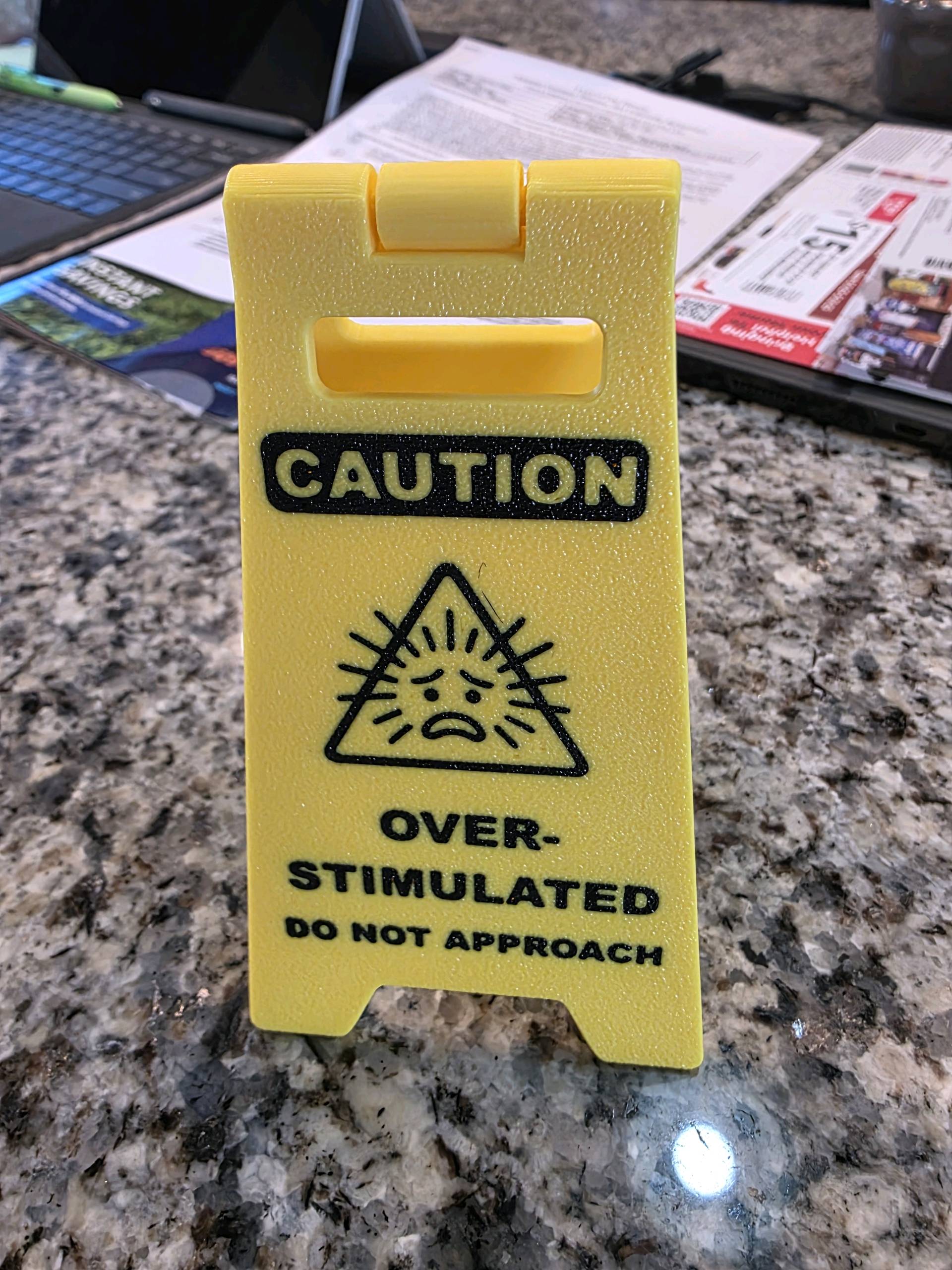 Rdxanc "Hold On Partner I'm Overstimulated Desk Sign