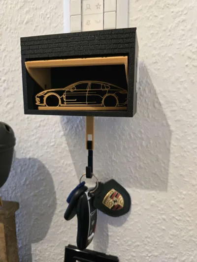 Car Garage Key Holder with Opening Door, FORMVERSITY Sleutelhouder voor muur sleutelhaken, wandgemonteerde sleutelhouder voor hal, zelfklevend sleutelrek