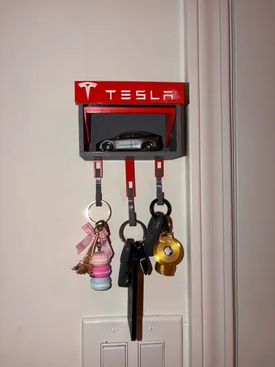 BommFu Autogarage Schlüsselhalter Mit Tür Zum Öffnen | Einzigartiger Schlüsselhalter Für Die Garage | 3D Schlüsselhalter Wandhalterung | Einfache Installation - Schlüsselbrett Für Eingangsbereich