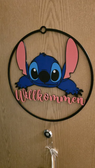 Stitch Welcome Spring Stitch welcomes you – multilingual decoration - Free 3D Print Model ...