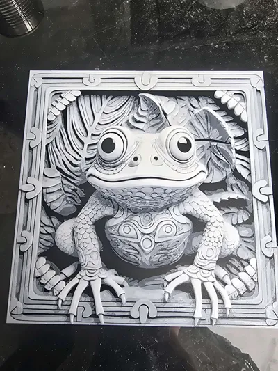 Bionic frog - hueforge 3d effect - 2 colours by 3dGlow MakerWorld ...