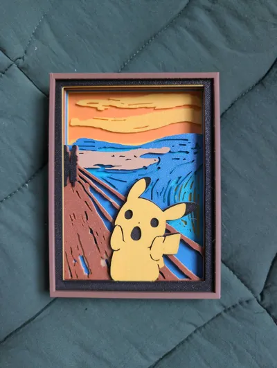 Shadow Box Pikachu The Scream - Арт и дизайн - PLA - изделие 3D-печати - фото 29