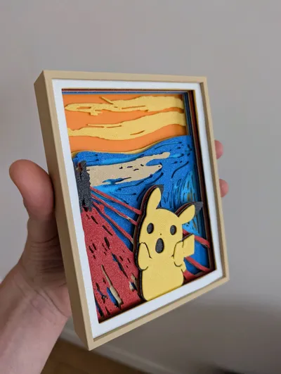 Shadow Box Pikachu The Scream - Арт и дизайн - PLA - изделие 3D-печати - фото 28