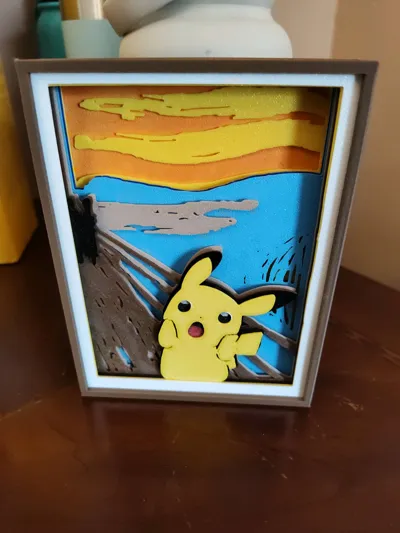 Shadow Box Pikachu The Scream - Арт и дизайн - PLA - изделие 3D-печати - фото 35