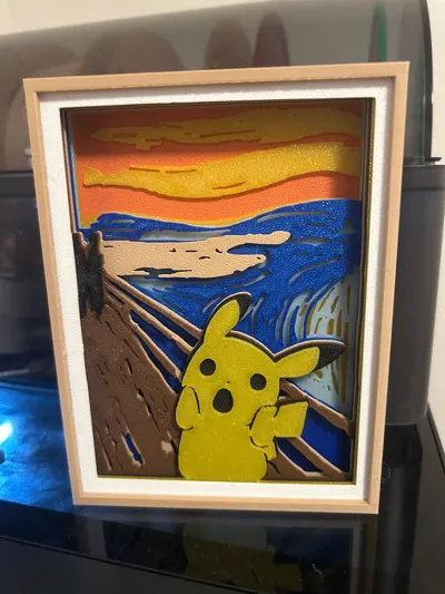 Shadow Box Pikachu The Scream - Арт и дизайн - PLA - изделие 3D-печати - фото 39