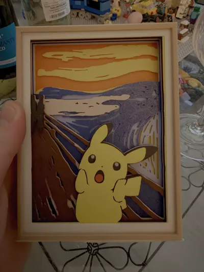 Shadow Box Pikachu The Scream - Арт и дизайн - PLA - изделие 3D-печати - фото 34