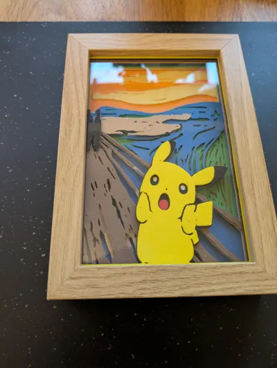 Shadow Box Pikachu The Scream - Арт и дизайн - PLA - изделие 3D-печати - фото 36