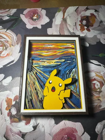 Shadow Box Pikachu The Scream - Арт и дизайн - PLA - изделие 3D-печати - фото 26