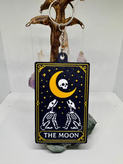 The Moon – Skeleton Tarot Keychain - Free 3D Print Model - MakerWorld