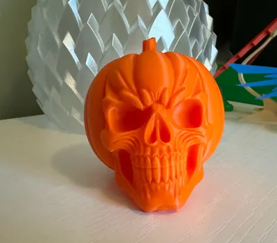 Halloween decoration skull pumpkin - Free 3D Print Model - MakerWorld