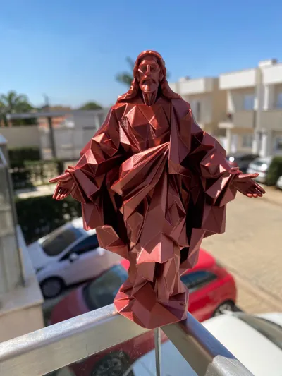 Geometric Jesus Statue - Free 3D Print Model - MakerWorld