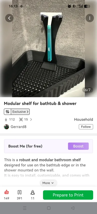 Modular shelf for bathtub & shower - Free 3D Print Model - MakerWorld