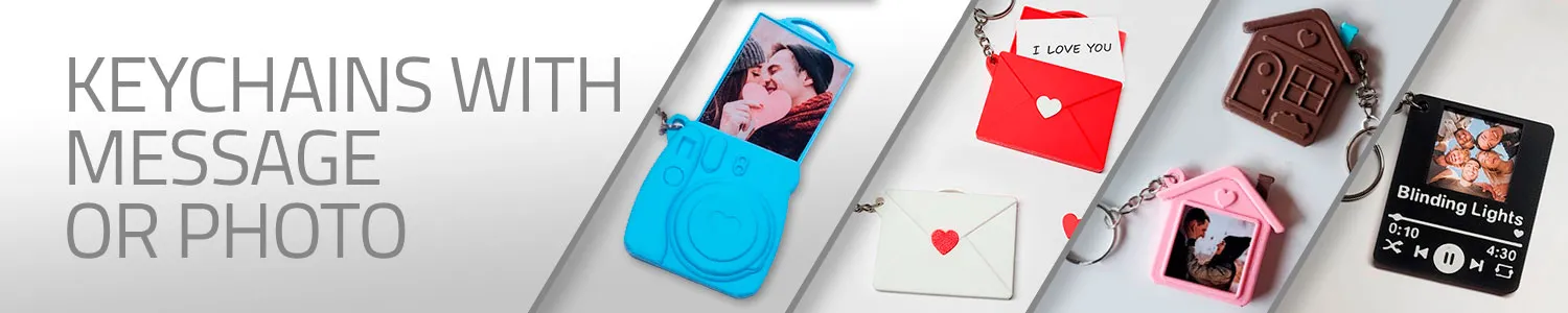 keychain with 3D printed photo or message