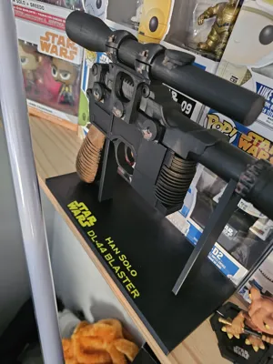 Blaster Han Solo DL-44 Avec Support - Accessoire Fait Main Star Wars