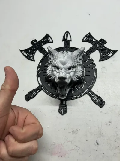 Vtt Rune Wolf Viking Runes Axe Shield Wolf Head Wall Remixed by 3DMetalCave ...