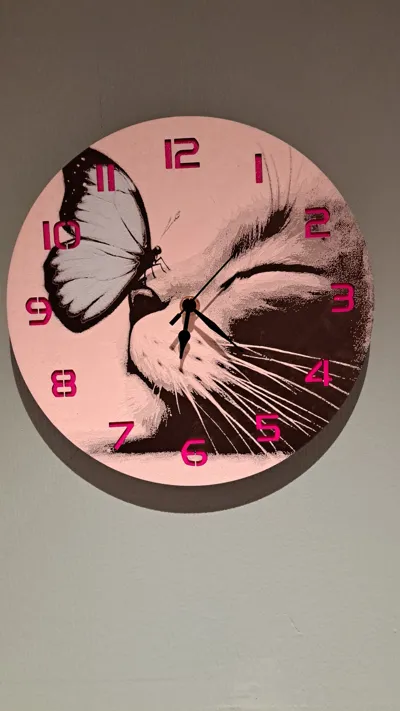 Wall / Desk Clock Kitty with butterfly HueForge - Free 3D Print Model ...