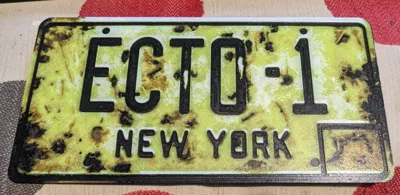 4 color HueForge Ghostbusters Ecto 1 License Plate by a vdh 1983