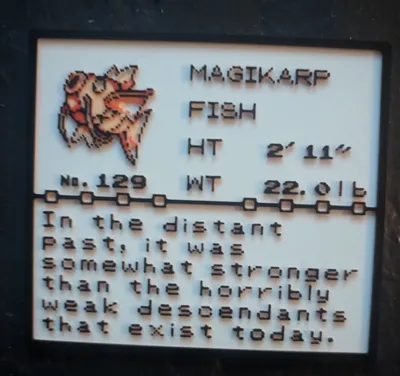 Magikarp Gameboy Pokemon Pokedex Magikarp by CraftyFox3D - MakerWorld