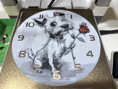 Wall / Desk Clock Terrier with a rose HueForge Remixed by cP3D ...