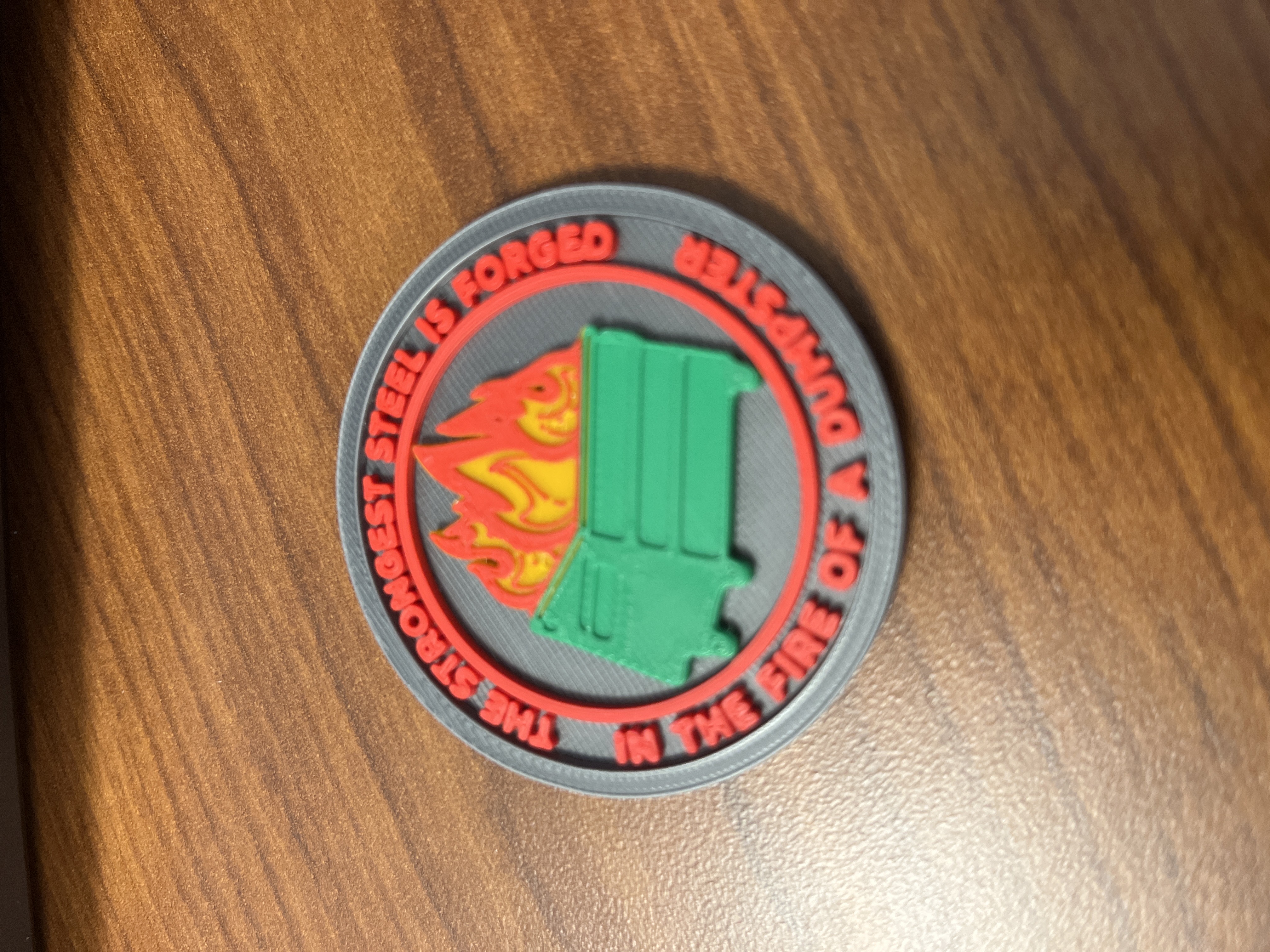 Dumpster Fire Gifts Dumpster Fire Challenge Coin - Phoenix & Knight Design For Humorous Inspirational Gifts Dumpster Fire Desk Accessories