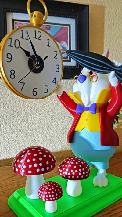 Machachev Rabbit Clock White Rabbit Clock Remixed by mcmaven MakerWorld: Download Free 3D Models