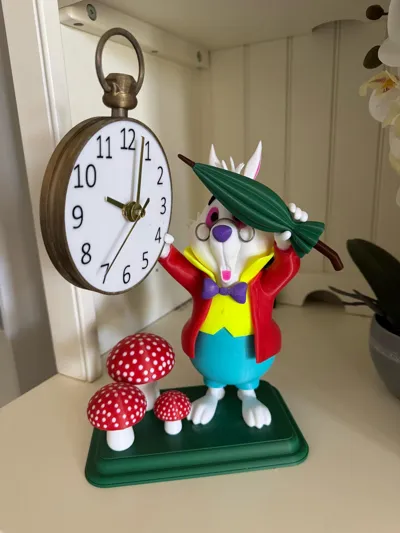 Machachev Rabbit Clock White Rabbit Clock Remixed by mcmaven MakerWorld: Download Free 3D Models