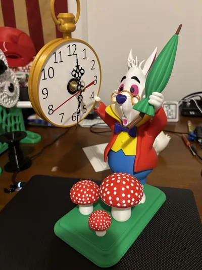 Machachev Rabbit Clock White Rabbit Clock Remixed by mcmaven MakerWorld: Download Free 3D Models