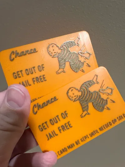 binding of isaac get out of jail free card Monopoly Get out of Jail Free Square Coaster – Sprinkle of Magic main image 0