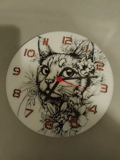 wall / desk clock Cat in Flowers by cP3D - MakerWorld