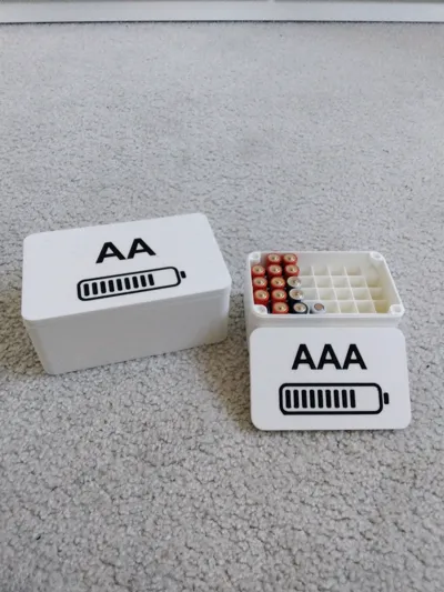 AA AAA C D PP3 Compact Battery Box Magnetic Lid - Free 3D Print Model ...