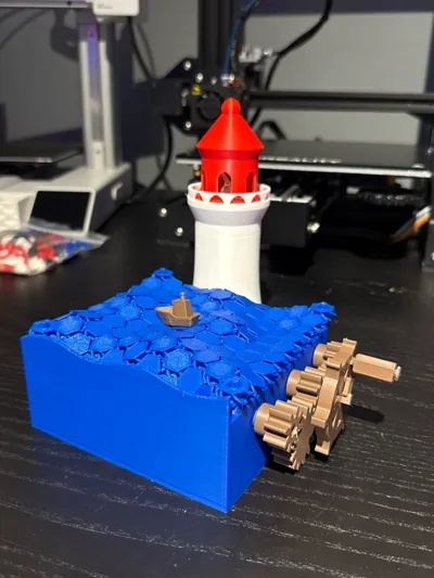 Model Wave Maker Mechanical Wave Simulator with Lighthouse & Boat by wontonnn MakerWorld ...