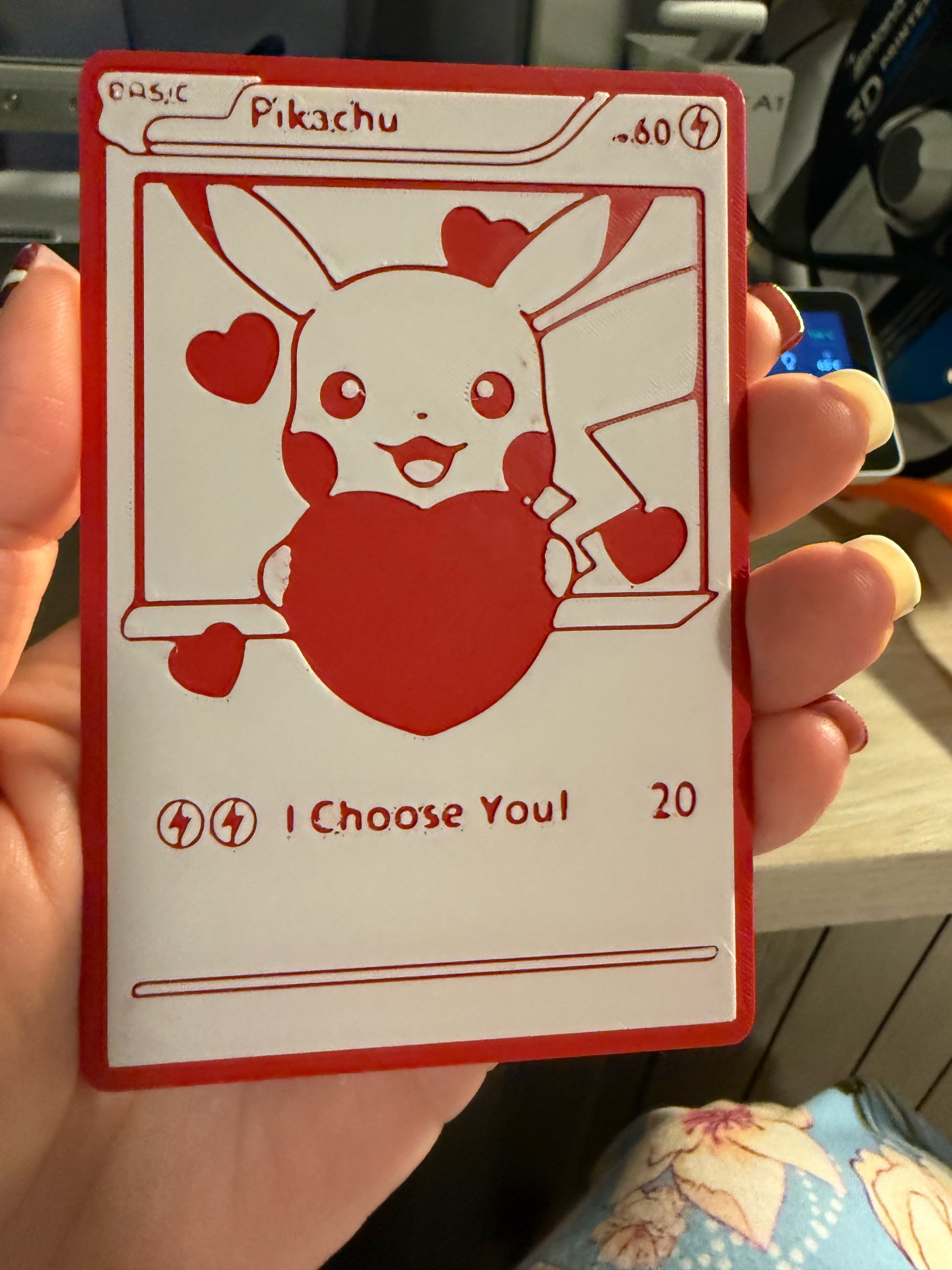 Pikachu Valentines Pokemon Card - I choose you! - Free 3D Print Model -  MakerWorld