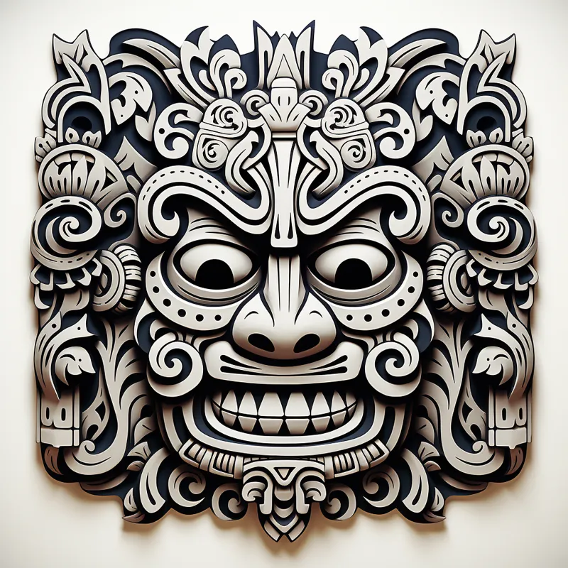 Tiki style mask tile
