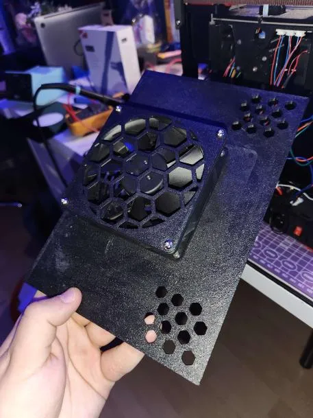 Shortened Voron 0.2 rear electronics fan panel with 92mm fan support